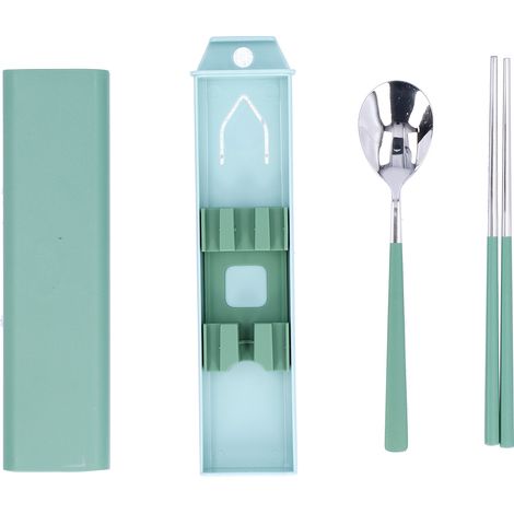 Ensemble de couverts de voyage en acier inoxydable, cuillère et baguettes pliables portables (1/5)