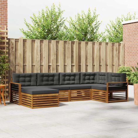 vidaXL Outdoor-Sofagarnitur mit Kissen 6 pcs Natur und Anthrazit (1/5)