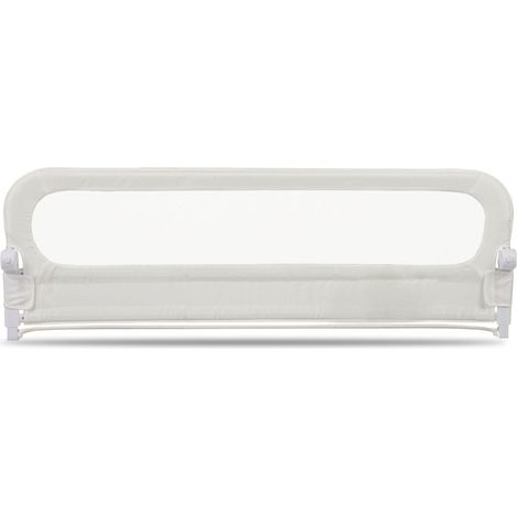 Barrière de lit enfant blanche pliable en tissu Oxford avec hauteur réglable, base en U et housse amovible pour chambre et voyage