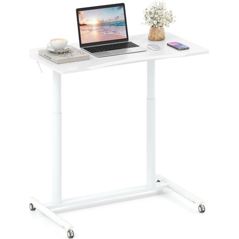 Scrivania a C regolabile in altezza con ruote, 70-106 cm