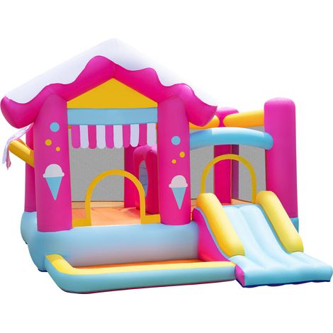 Château gonflable enfant avec toboggan, zone de saut, tunnel et piscine à balles 320 x 300 x 230 cm, jardin (1/5)