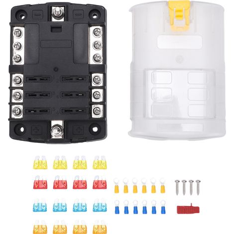 Boîte fusibles 6 voies automobile marine – 16 fusibles 12 bornes avec indicateur LED couvercle étanche camping-car moto bateau (1/5)