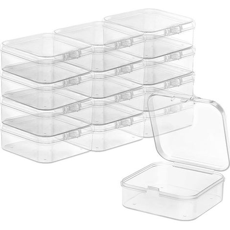 Set mit 12 Aufbewahrungsboxen mit transparenten Kunststoffdeckeln, kleine transparente Kunststoffboxen, Mini-Set aus Kunststoffboxen für Pillen, Perlen, Schmuck (1/5)
