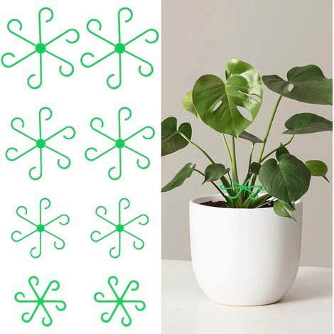 Supports Tiges Plantes, 8pcs 4 Tailles Attache Plante Grimpante, Supports de Plantes pour Stabilisation et Soutien des Feuilles, Intérieur Vert Clips de Fixation pour Plantes Grimpantes(Vert) (1/5)