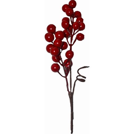 Stelo bacche rosse decorazioni per albero di natale addobbi natalizi set12 casa palline ornamento vetrine negozi hotel 25 cm (1/5)