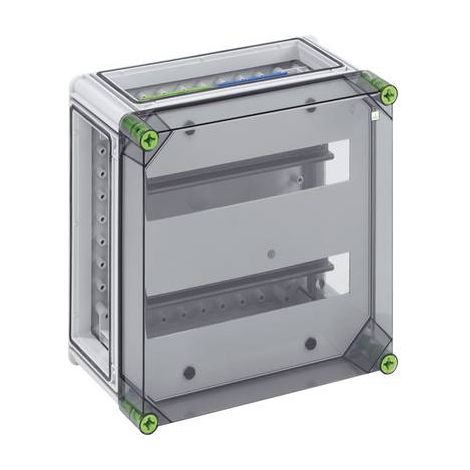 Spelsberg Boîtier pour disjoncteurs automatiques, transparent, indice de protection IP65, 28 TE, résistance aux chocs IK08, classe de protection II, tension d'isolement nominale 400V AC, sans halogène (1/2)