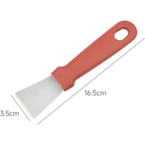BDD Raschietto per la pulizia di forni, piani cottura e piani a induzione, raschietto in acciaio inossidabile, spatola da cucina in plastica multiuso, 2 pezzi (versione dritta + versione curva) (1/4)