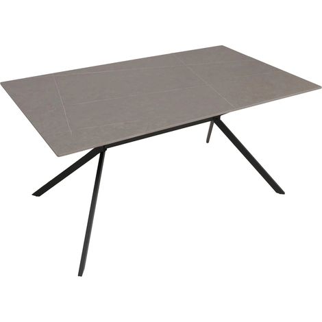 Table de salle à manger design 160 cm effet marbre gris en pierre frittée avec pieds métal pour 4 à 6 personnes 040009224 (1/5)