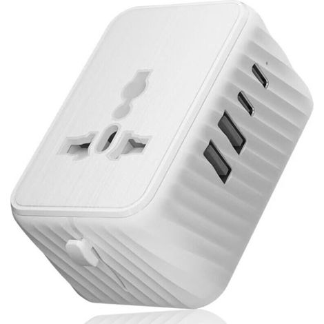 Adaptador de enchufe universal, adaptador de viaje con 2 puertos USB + 2 puertos Tipo-C para la UE, Japón, EE. UU., Canadá, Australia y más de 224 países -Crezuo