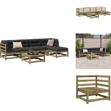 6-tlg. Garten-Sofagarnitur Kiefernholz Imprägniert - Gartensofas - Gartenmöbeln - Holz Gartenmöbel - Kiefernholz Möbel - Outdoor Sofa (1/5)