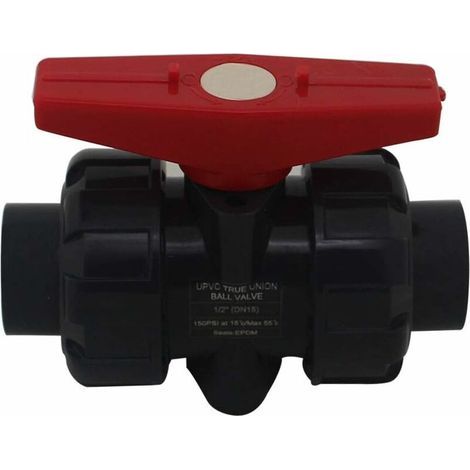 Vanne double union à coller diam 20 mm vanne boisseau pvc robinet boisseau sphérique robinet a bille sphere pour piscine,DN15 (Diamètre Interne 20mm) (1/5)