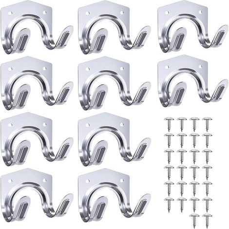 Lot de 10 crochets de rangement, crochets pour outils, porte-outils de jardin, crochets de rangement muraux en métal pour abri de jardin (1/5)
