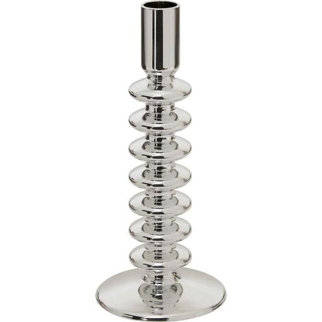 Bougeoir Design Torsadé en Verre "Sky" 21cm Argent (1/3)