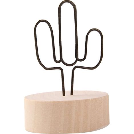 Porte-cartes de visite, porte-cartes de table, joli support photo au design unique avec base en bois, organisateur de cartes de visite, carte de visite de bureau pour la (Cactus) (1/5)