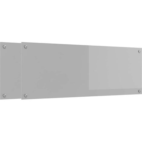 Juego de 2 protectores contra salpicaduras de cocina 110 x 40 cm resistentes al calor diseño moderno vidrio templado gris claro 020056268 (1/5)