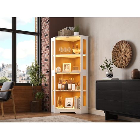 Vaisselier 165 cm LED, prise, range-bouteilles (1/5)
