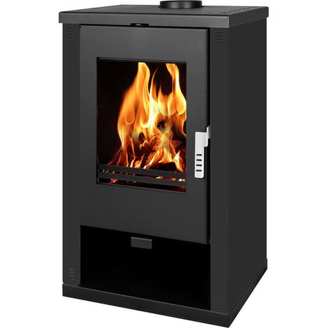 Poêle à bois Verso Theia - 9 kW Panneaux latéraux noirs et design contemporain (1/5)