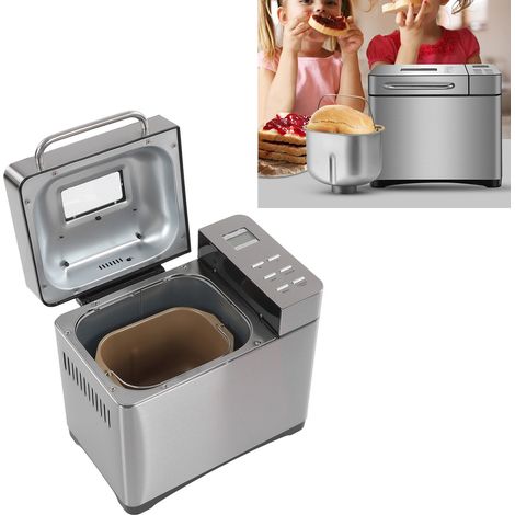 Panificadora automática multifunción con dispensador de frutas y frutos secos – 19 programas, capacidad de 1000 g, cesta giratoria de 360°, 650 W, acero inoxidable (1/5)