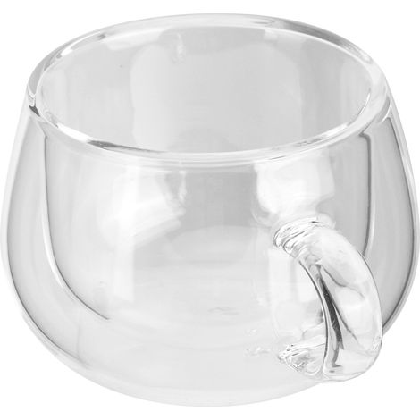 Tasse à café transparente en verre double paroi de 150 ml avec anse, idéale pour la maison, la cuisine ou un anniversaire. (1/5)