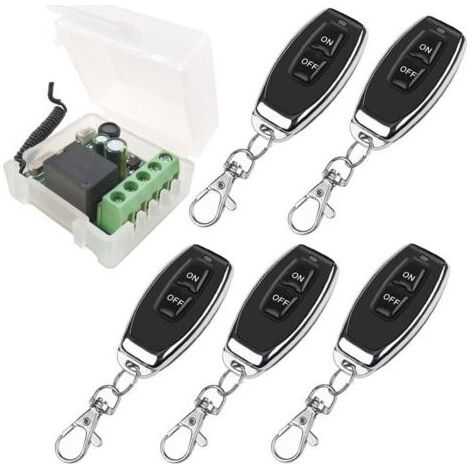 Pair Interrupteur télécommande sans fil 433MHz – Récepteur relais 1 canal – 2 émetteurs – Portée 30m – Modes momentané, bascule, verrouillé (1/5)