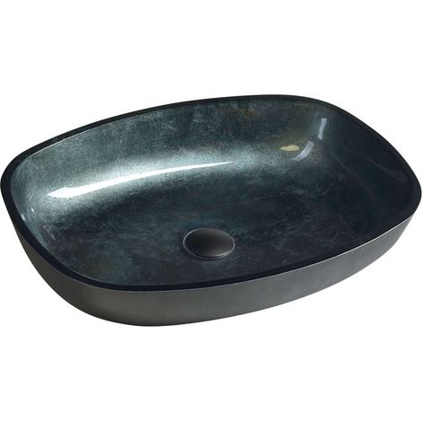 Sapho Beauty - Lavabo sobre encimera, 54x40 cm, sin rebosadero, cristal negro TY220 (1/5)