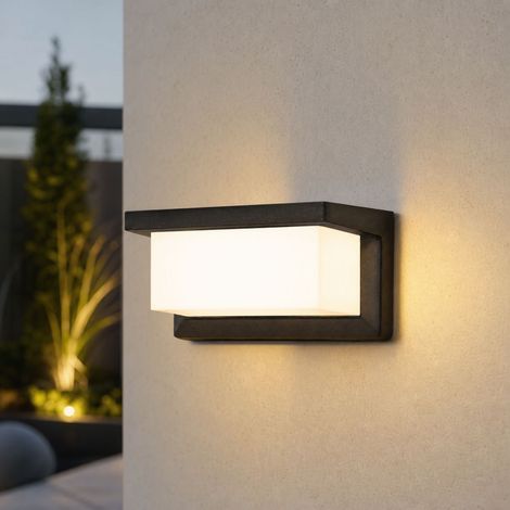 Applique murale extérieure étanche IP65 30W ABS noir 28cm lumière chaude pour jardin terrasse (1/4)