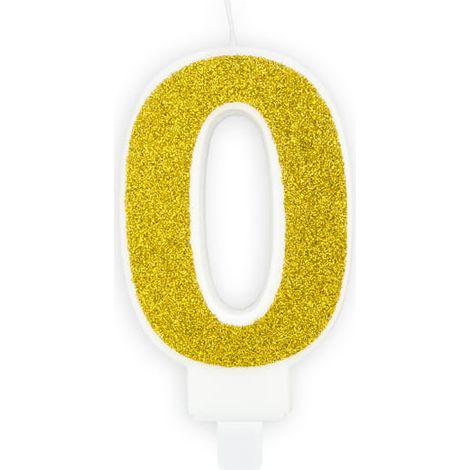 Bougie d'anniversaire, numéro 0, or (1/2)
