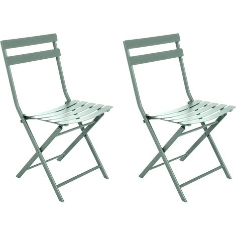 Hesperide – Lot de 2 chaises de jardin pliantes en acier traité époxy vert – Résistantes aux intempéries – Dimensions 51x42x80 cm – Poids 4,5 kg (1/3)