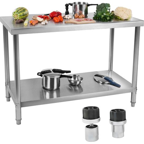 Tavolo, piano di lavoro per la cucina, centrale, con ripiano, acciaio inox, 100 x 60 cm (1/5)