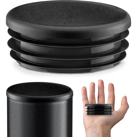 Bouchon pour Tube Rond - Lot de 5 - Polyéthylène Noir - Protection Anti-blessure - Mobilier et Clôture - Diamètre 76 mm (1/5)