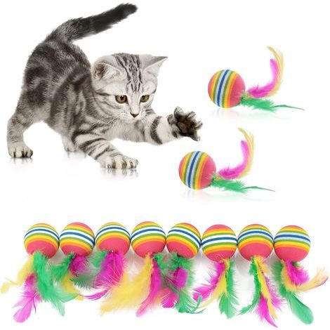 Lot von 10 Federbällen für den Arc-en-Ciel-Chat, interaktiven Chatons, farbigen Bällen für den Einstieg und die Kaufunktion der Innenchatons. (1/4)