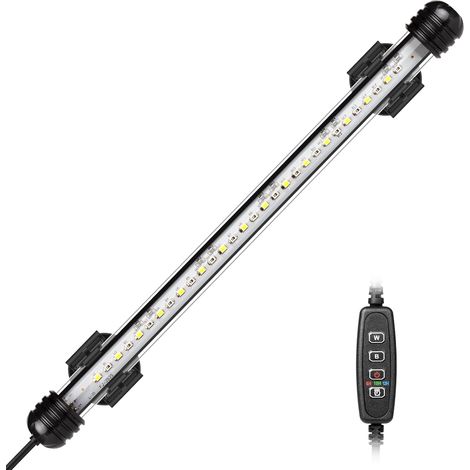 1 Éclairage LED aquarium, minuterie auto, étanche IP68, bleu et blanc, pour réservoirs 30-50cm (1/5)