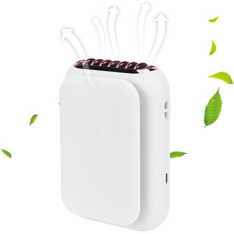 USB-wiederaufladbarer, tragbarer und geräuscharmer elektrischer Nackenventilator für den Einsatz im Freien, im Büro und zu Hause (weiß) (1/5)