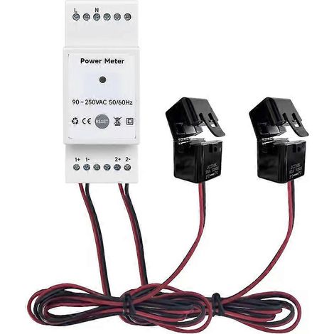 Tuya Smart Life 2-Kanal bidirektionaler WiFi-Energiezähler, DIN-Schienenmontage, mit Anwendung zur Überwachung von Stromexport und -import. (1/5)