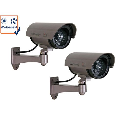 2er Set Kamera-Attrappe, IR-LEDs & Roter LED, wetterfest, mit Montagematerial (1/4)