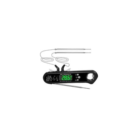 Sofort ablesbares Lebensmittelthermometer mit 2 abnehmbaren Kabelfühlern, Kalibrierung und Alarmfunktion - Crezuo
