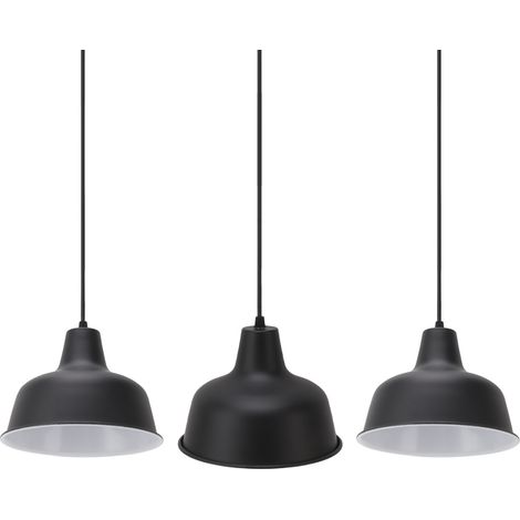 Lot de 3 supports de suspension style grange, en fer et corde réglable, 110-240 V, pour bars, restaurants et autres lieux de vie rustiques. (1/5)