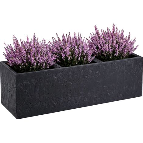 Betonique Blumentopf auf Rollen, schwarzer Beton, 90 x 30 x 30 cm (1/5)