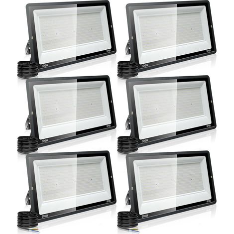 【6PCS】500W spot led extérieur 50000LM IP66 Imperméable Projecteur LED Exterieur Super Brillant Eclairage Extérieur Blanc froid(6000k) Sécurité spot led pour stades, usines, Parking, garage, jardin (1/5)