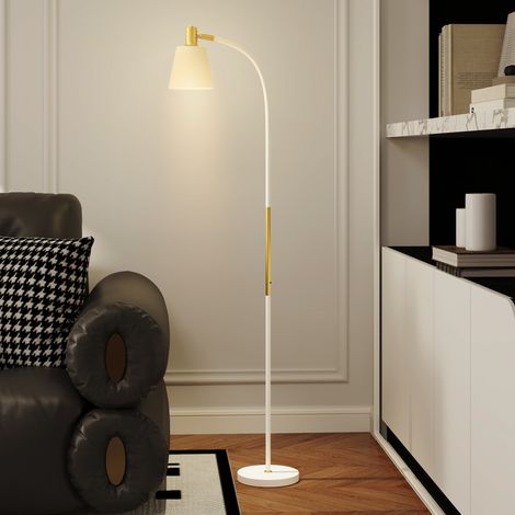 Lampadaire de salon réglable en hauteur 127-160 cm avec interrupteur, douille E27, blanc