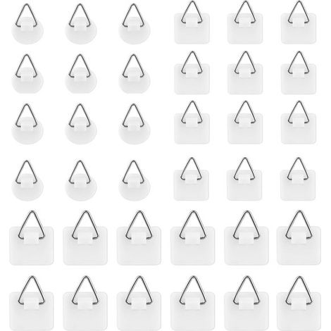 36 ganchos autoadhesivos para marcos de fotos, montaje en pared sin taladrar, hasta 8 kg. (1/5)