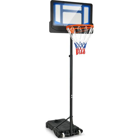 Canestro da basket per bambini altezza regolabile 132 x 250 cm con ruote e base stabile stile esterno plastica blu 200012953