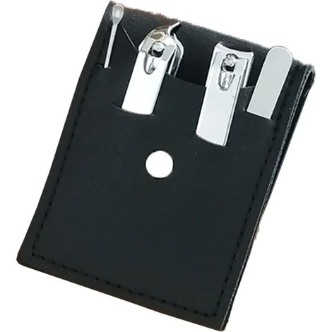 Kit Manucure - En Acier Inoxydable - Pour Soins Des Mains Des Pieds Et Du Visage - Avec Étui En Cuir PU - 10 Pièces (1/5)