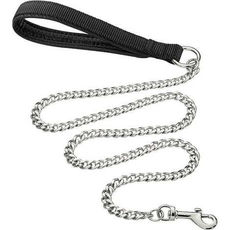 Robuste Hundeleine aus Metall, 180 cm, kausichere Haustierleinenkette mit weich gepolstertem Griff für große und mittelgroße Hunde (180 cm 3 mm) FLITI (1/4)