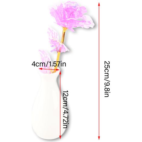 Boîte cadeau fleur rose en feuille d'or lumineuse, cadeau Saint-Valentin & Fête des Mères. (1/5)