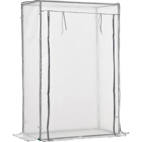 Invernadero de PE con puerta enrollable y estructura de acero galvanizado 100 x 50 x 150 cm blanco (1/3)