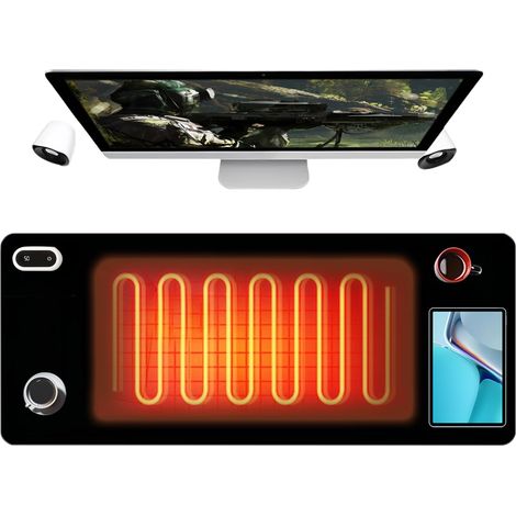 Almohadilla térmica para escritorio: resistente al agua, 5 niveles de calor, apagado automático a las 4 horas, color negro, 80 x 33 cm