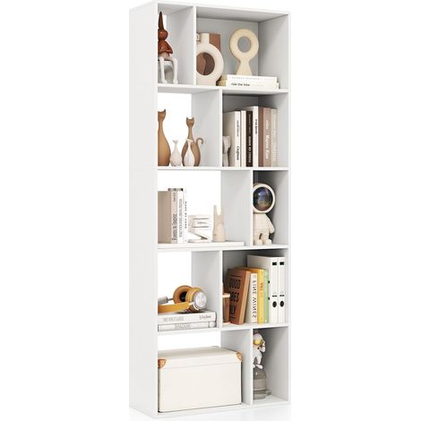 COSTWAY Libreria Geometrica a 5 Piani, Scaffale in Legno con 10 Scomparti, Mensola Espositiva a Pavimento, Scaffale Autoportante per Studio Soggiorno Camera da Letto, 60x25x160 cm (1/5)