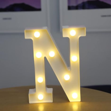 Lettre Allume la Forme de Symbole de LED, Lampes de Table de chapiteau en Plastique d'alphabet, fête de Mariage d'anniversaire Tous Les Jours à la Maison tenture Murale Decor-N (1/5)