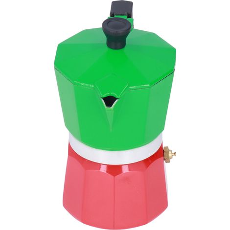Achteckige italienische Kaffeemaschine, 3 Tassen, dickwandig, für Mokka-Kaffee, europäisches Design, für den Hausgebrauch, manuelle Zubereitung, dreifarbig (1/5)